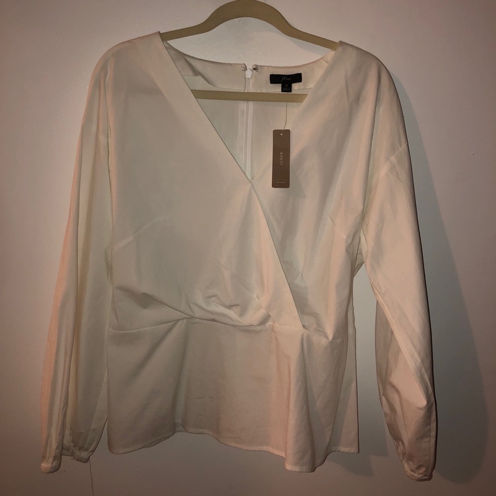 White zip back jcrew top